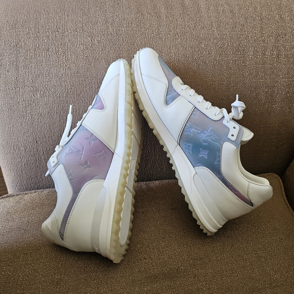 Louis Vuitton White/Iridescent Leather  & PVC Run Away Sneakers UK 9.5/US 10.5 - Picture 8 of 16